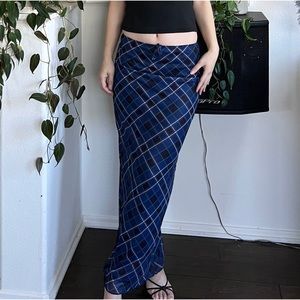 🦋Navy Blue Plaid Mesh Midi Skirt🦋